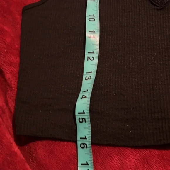 Zara Racer black Ribbed deep V-neck crop tank top Sz M - Picture 6 of 9